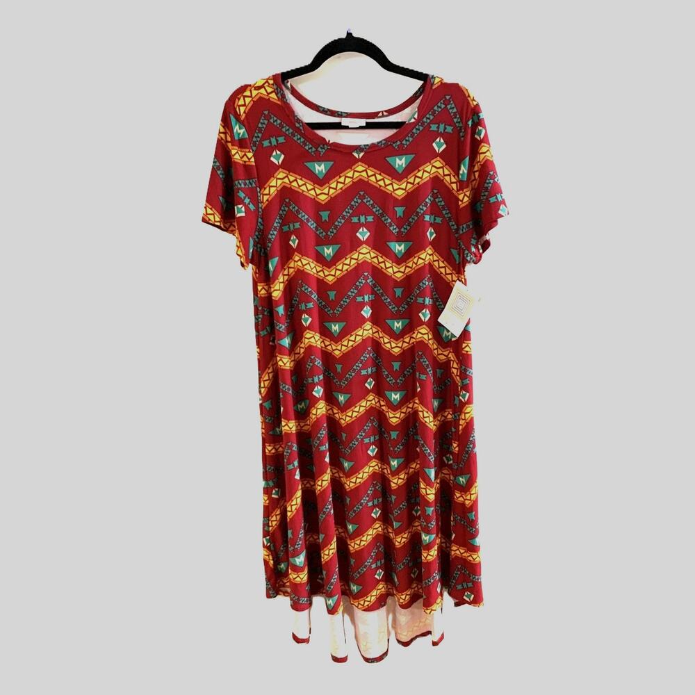NEW LuLaRoe Aztec CARLY Maxi Hi Low Dress Size L Scoop Neck Multicolor